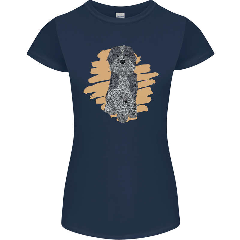 Aussie Doodle Womens Petite Cut T-Shirt Navy Blue