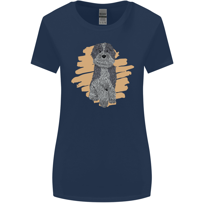 Aussie Doodle Womens Wider Cut T-Shirt Navy Blue