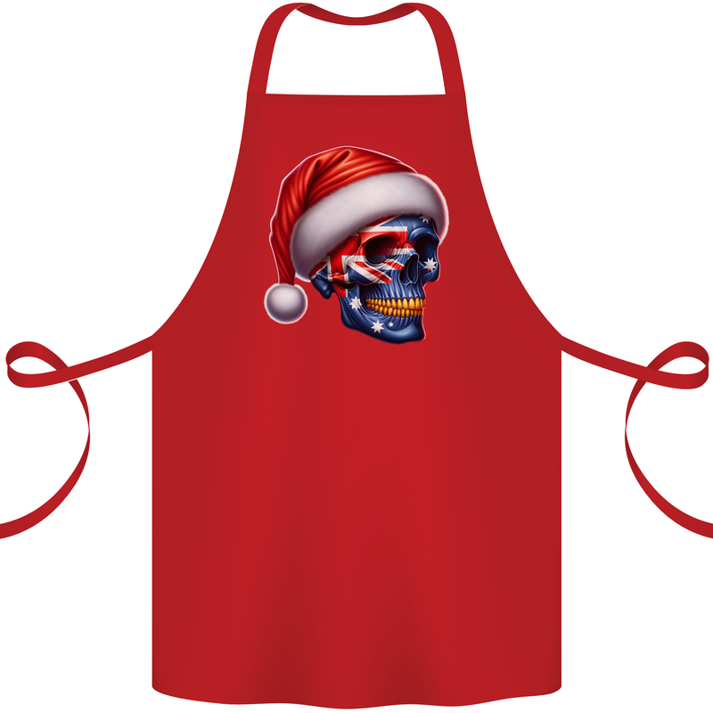 Australia Christmas Skull Australian Flag Biker Cotton Apron 100% Organic Red