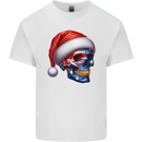 Australia Christmas Skull Australian Flag Biker Mens Cotton T-Shirt Tee Top White