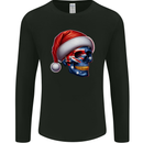 Australia Christmas Skull Australian Flag Biker Mens Long Sleeve T-Shirt Black