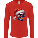 Australia Christmas Skull Australian Flag Biker Mens Long Sleeve T-Shirt Red