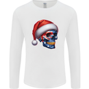 Australia Christmas Skull Australian Flag Biker Mens Long Sleeve T-Shirt White