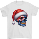 Australia Christmas Skull Australian Flag Biker Mens T-Shirt 100% Cotton White