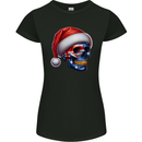 Australia Christmas Skull Australian Flag Biker Womens Petite Cut T-Shirt Black