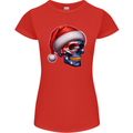 Australia Christmas Skull Australian Flag Biker Womens Petite Cut T-Shirt Red