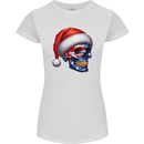 Australia Christmas Skull Australian Flag Biker Womens Petite Cut T-Shirt White
