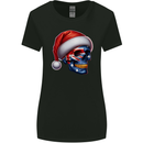 Australia Christmas Skull Australian Flag Biker Womens Wider Cut T-Shirt Black