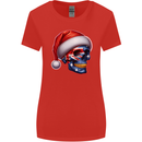 Australia Christmas Skull Australian Flag Biker Womens Wider Cut T-Shirt Red
