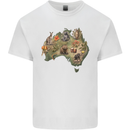 Australia Cultural Map Widlife Koala Kangaroo Mens Cotton T-Shirt Tee Top White