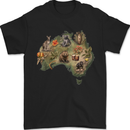 Australia Cultural Map Widlife Koala Kangaroo Mens T-Shirt 100% Cotton Black