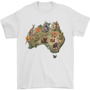 Australia Cultural Map Widlife Koala Kangaroo Mens T-Shirt 100% Cotton White