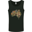 Australia Cultural Map Widlife Koala Kangaroo Mens Vest Tank Top Black