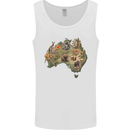 Australia Cultural Map Widlife Koala Kangaroo Mens Vest Tank Top White