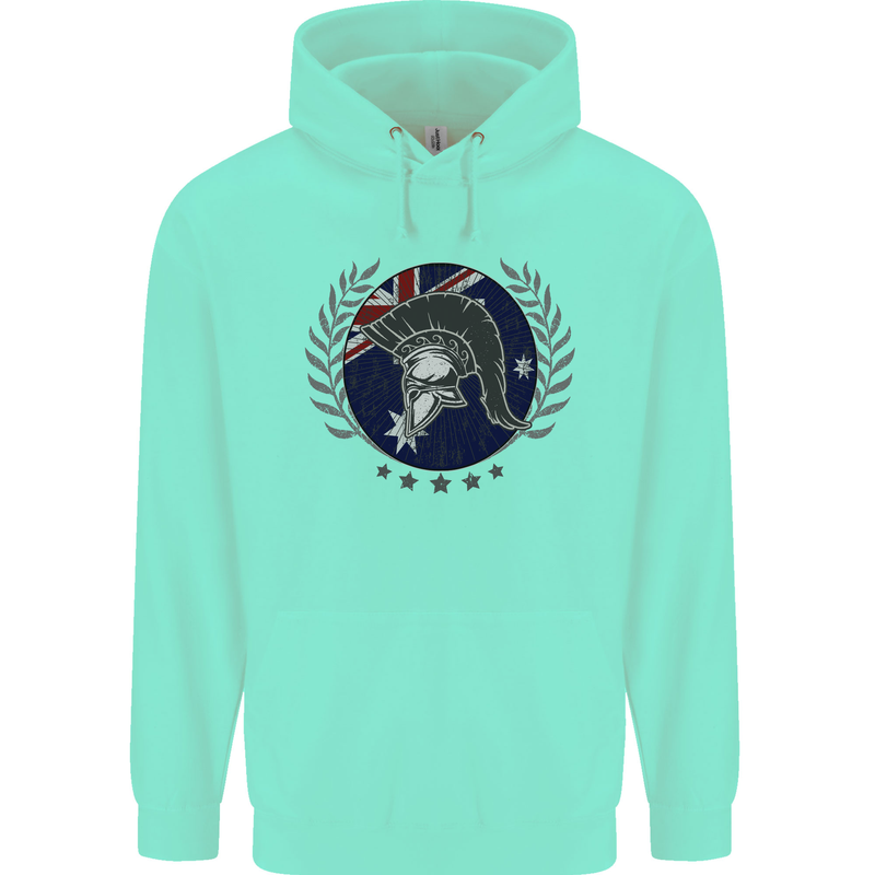 Australian Bodybuilding Flag Gym Training Spartan Childrens Kids Hoodie Peppermint