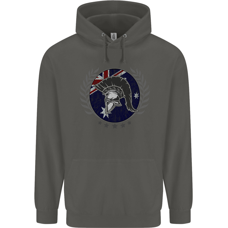 Australian Bodybuilding Flag Gym Training Spartan Childrens Kids Hoodie Storm Grey