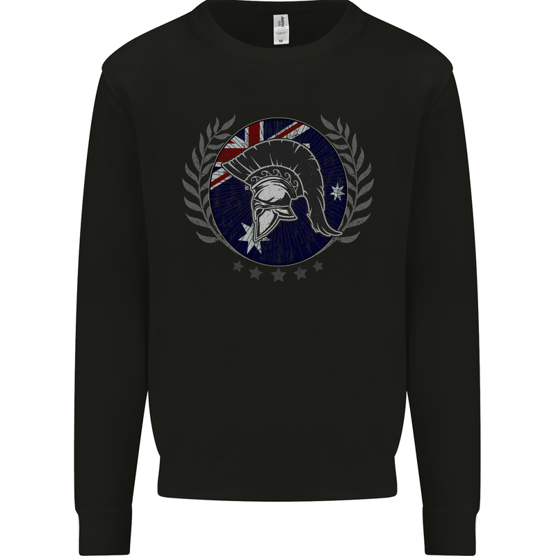 Australian Bodybuilding Flag Gym Training Spartan Kids Sweatshirt Jumper Black