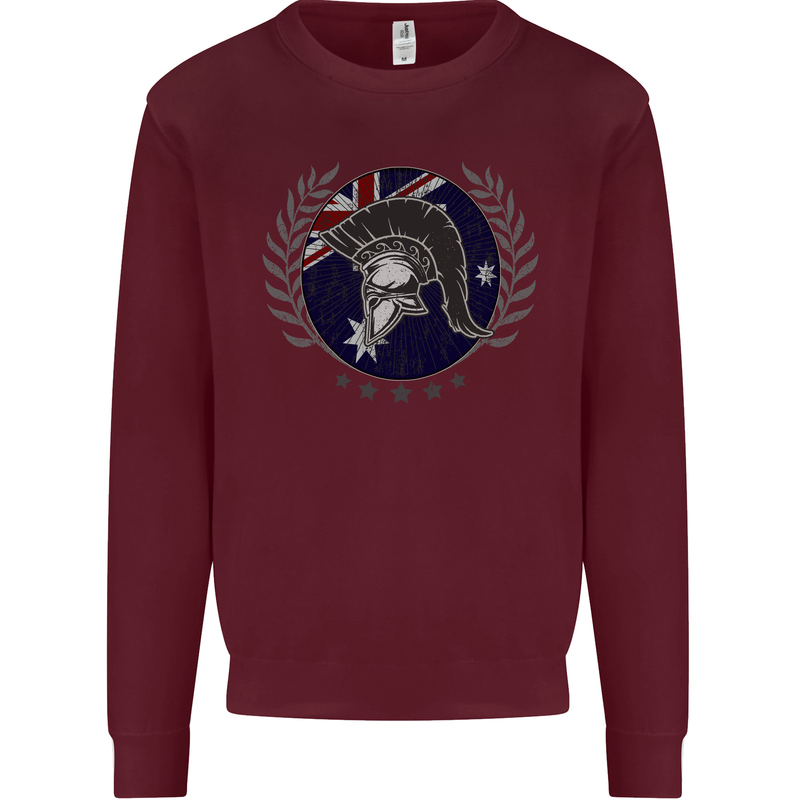 Australian Bodybuilding Flag Gym Training Spartan Kids Sweatshirt Jumper Maroon