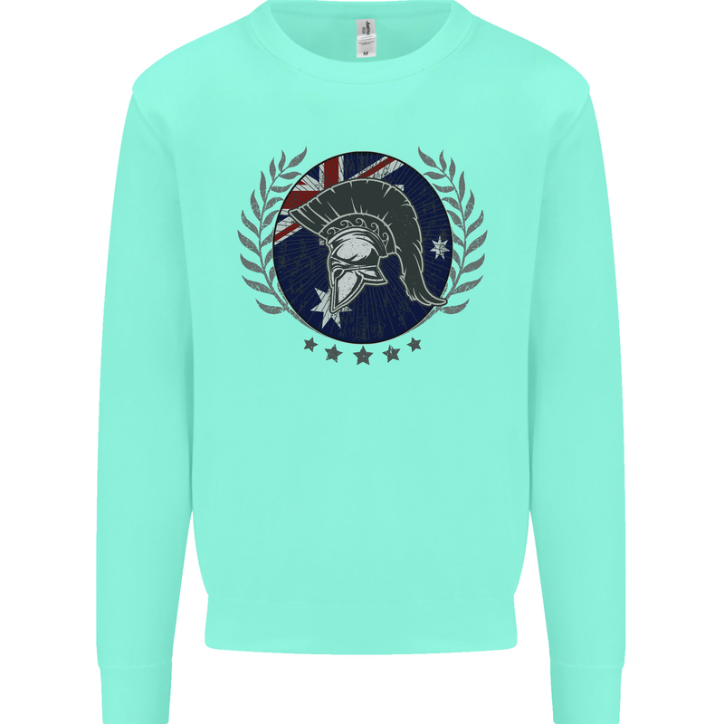Australian Bodybuilding Flag Gym Training Spartan Kids Sweatshirt Jumper Peppermint