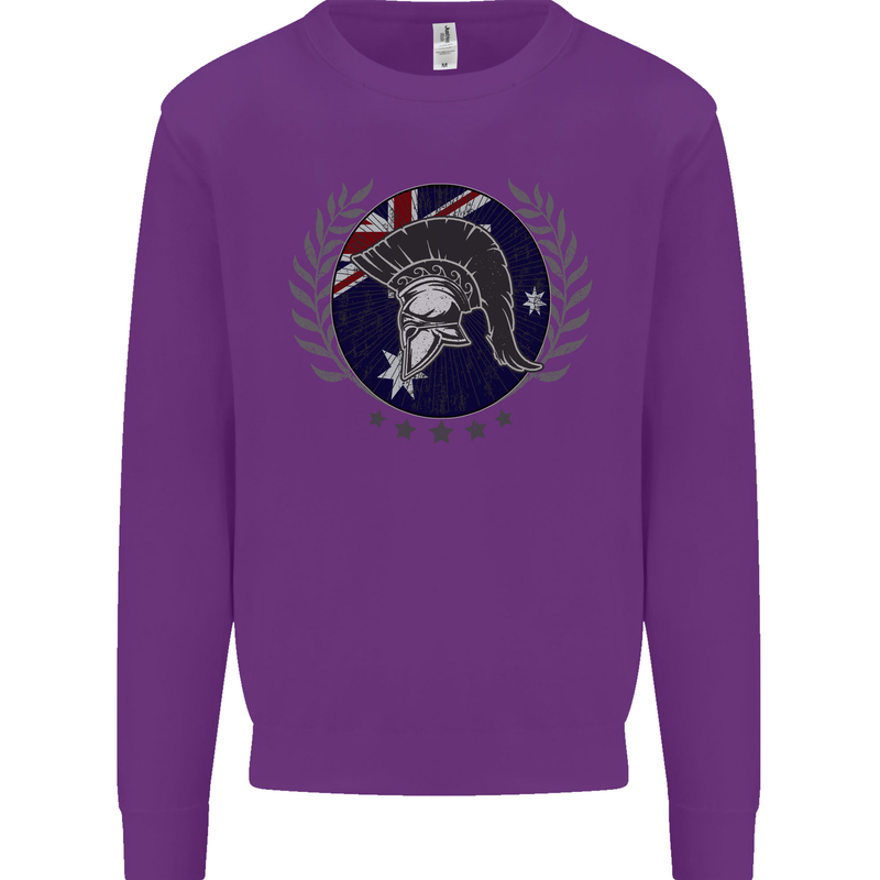 Australian Bodybuilding Flag Gym Training Spartan Kids Sweatshirt Jumper Purple