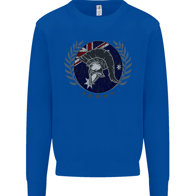 Australian Bodybuilding Flag Gym Training Spartan Kids Sweatshirt Jumper Royal Blue