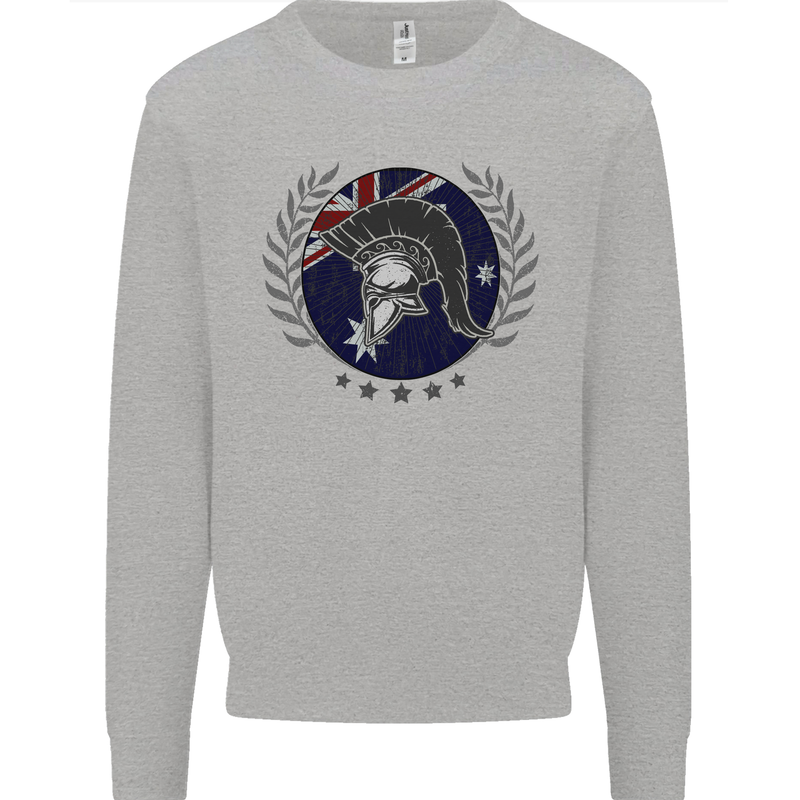 Australian Bodybuilding Flag Gym Training Spartan Kids Sweatshirt Jumper Sports Grey