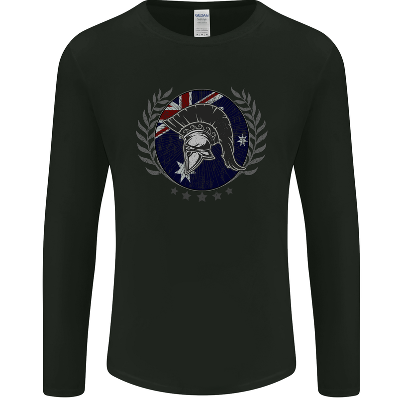 Australian Bodybuilding Flag Gym Training Spartan Mens Long Sleeve T-Shirt Black