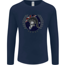 Australian Bodybuilding Flag Gym Training Spartan Mens Long Sleeve T-Shirt Navy Blue
