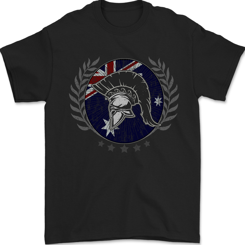 Australian Bodybuilding Flag Gym Training Spartan Mens T-Shirt 100% Cotton Black