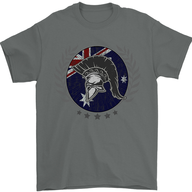Australian Bodybuilding Flag Gym Training Spartan Mens T-Shirt 100% Cotton Charcoal