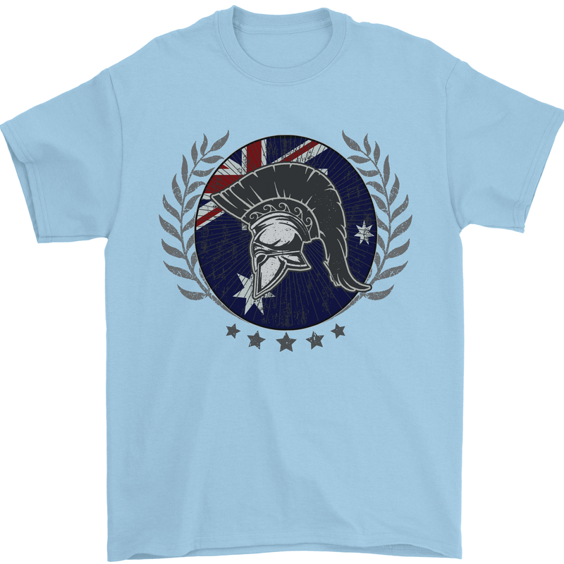 Australian Bodybuilding Flag Gym Training Spartan Mens T-Shirt 100% Cotton Light Blue