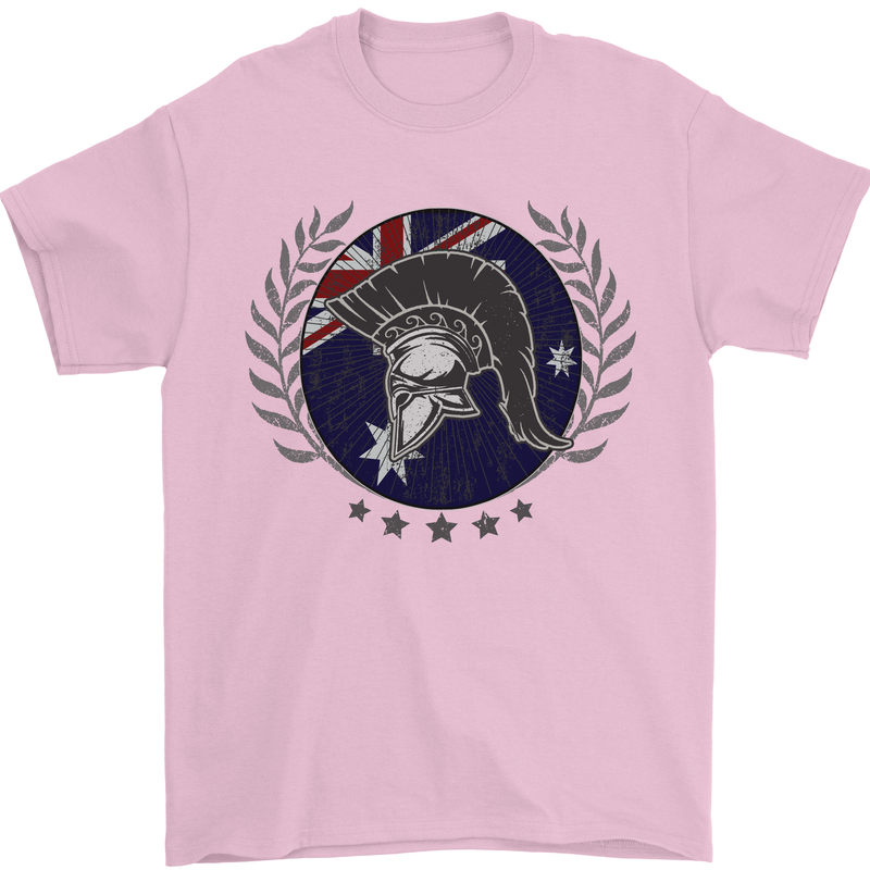 Australian Bodybuilding Flag Gym Training Spartan Mens T-Shirt 100% Cotton Light Pink