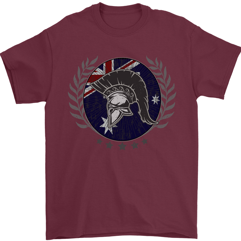 Australian Bodybuilding Flag Gym Training Spartan Mens T-Shirt 100% Cotton Maroon