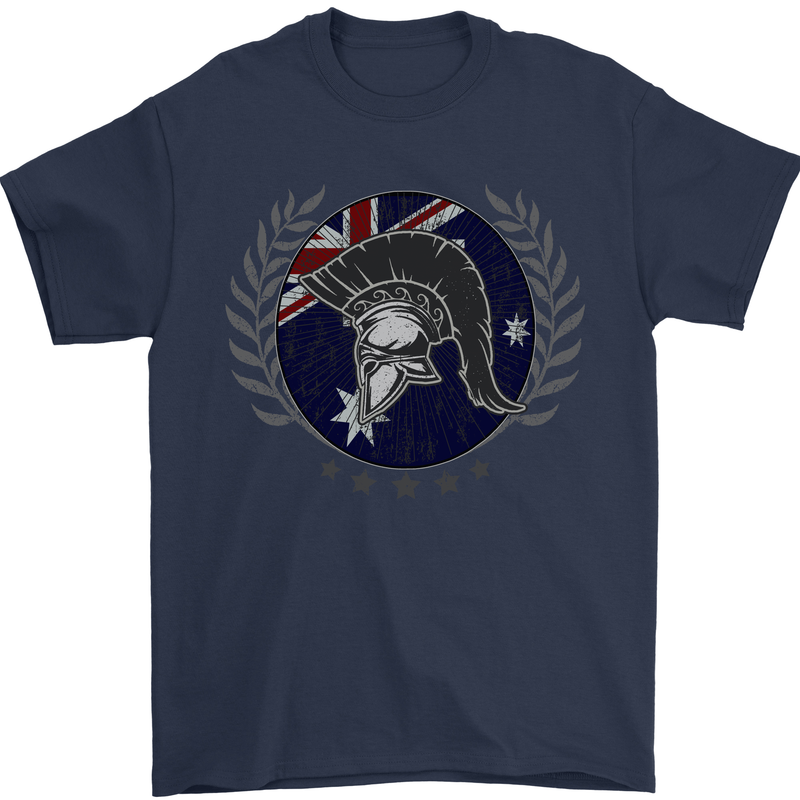 Australian Bodybuilding Flag Gym Training Spartan Mens T-Shirt 100% Cotton Navy Blue