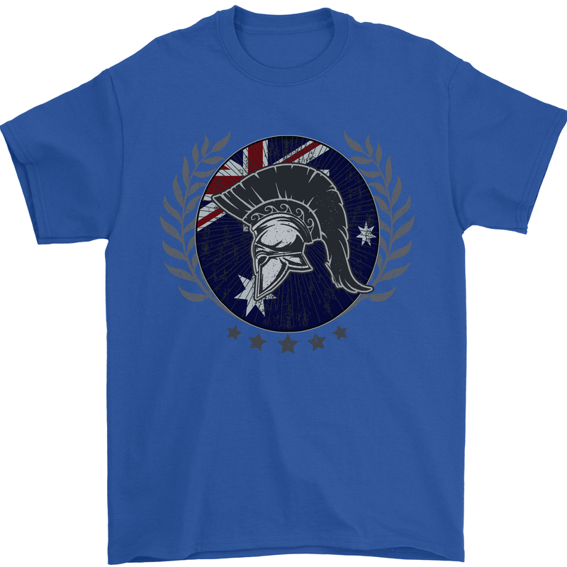 Australian Bodybuilding Flag Gym Training Spartan Mens T-Shirt 100% Cotton Royal Blue