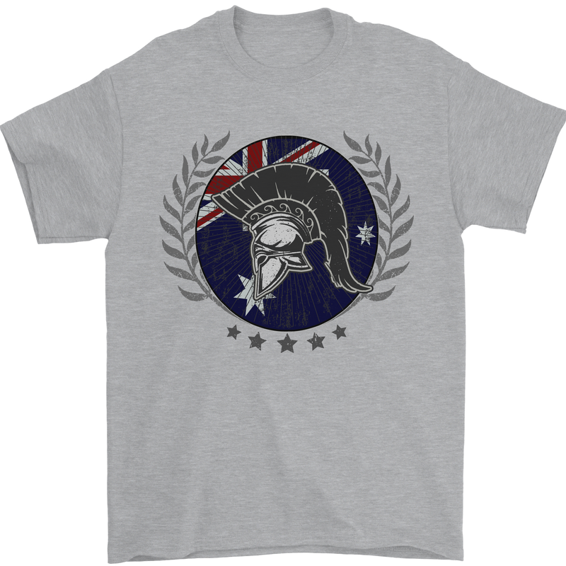 Australian Bodybuilding Flag Gym Training Spartan Mens T-Shirt 100% Cotton Sports Grey