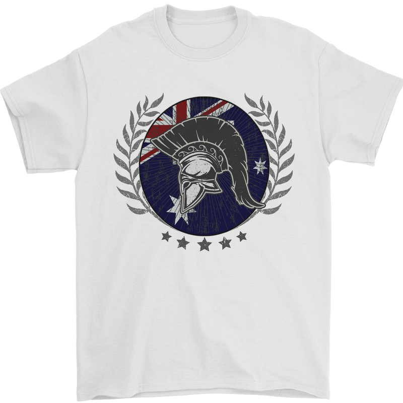 Australian Bodybuilding Flag Gym Training Spartan Mens T-Shirt 100% Cotton White