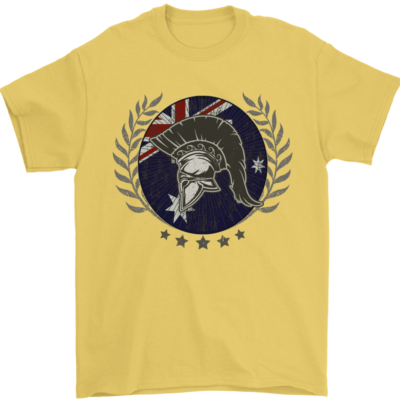 Australian Bodybuilding Flag Gym Training Spartan Mens T-Shirt 100% Cotton Yellow