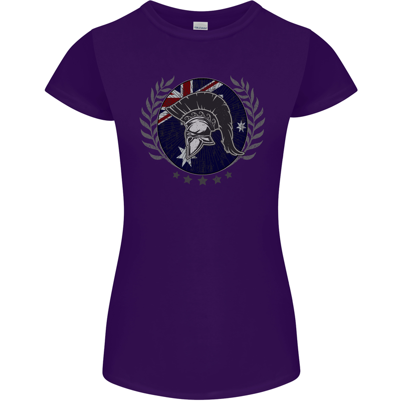 Australian Bodybuilding Flag Gym Training Spartan Womens Petite Cut T-Shirt Purple