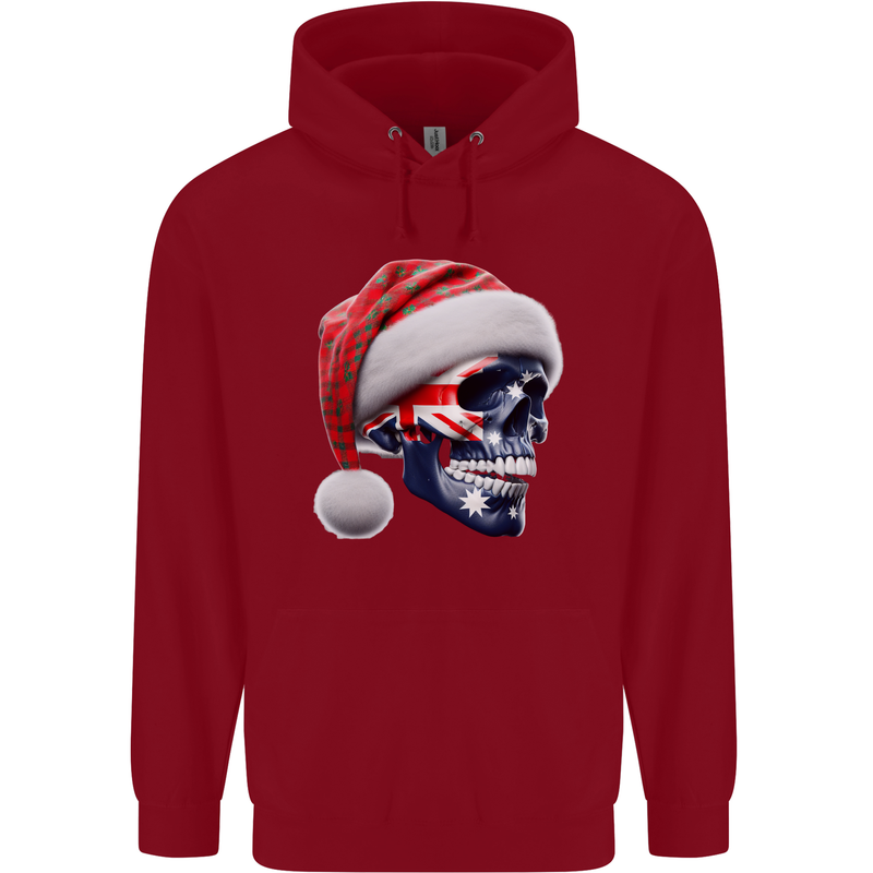 Australian Christmas Skull Xmas Australia Flag Childrens Kids Hoodie Red