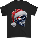 Australian Christmas Skull Xmas Australia Flag Mens T-Shirt 100% Cotton Black