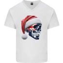 Australian Christmas Skull Xmas Australia Flag Mens V-Neck Cotton T-Shirt White