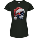 Australian Christmas Skull Xmas Australia Flag Womens Petite Cut T-Shirt Black