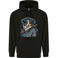 Australian Sheepdog Samurai Warrior Fantasy Mens 80% Cotton Hoodie Black