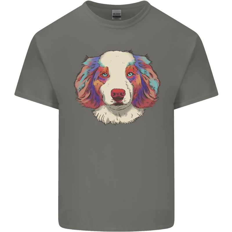 Australian Shepherd Dog Mens Cotton T-Shirt Tee Top Charcoal