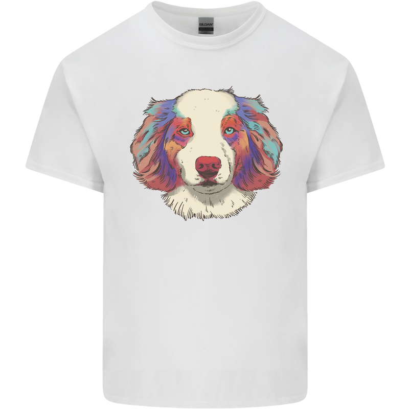 Australian Shepherd Dog Mens Cotton T-Shirt Tee Top White