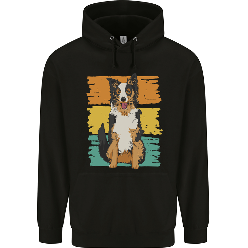 Australian Shepherd Dog Sheepdog Mens 80% Cotton Hoodie Black