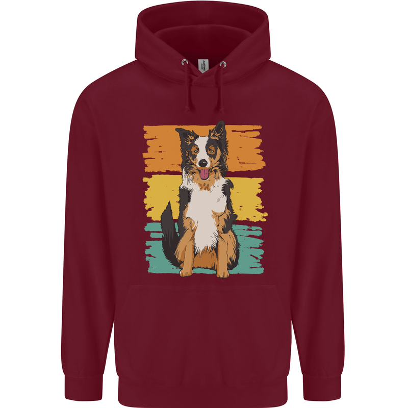 Australian Shepherd Dog Sheepdog Mens 80% Cotton Hoodie Maroon