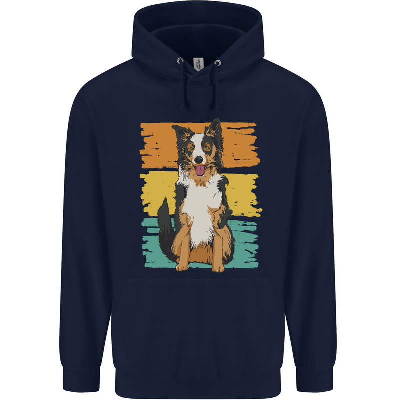 Australian Shepherd Dog Sheepdog Mens 80% Cotton Hoodie Navy Blue