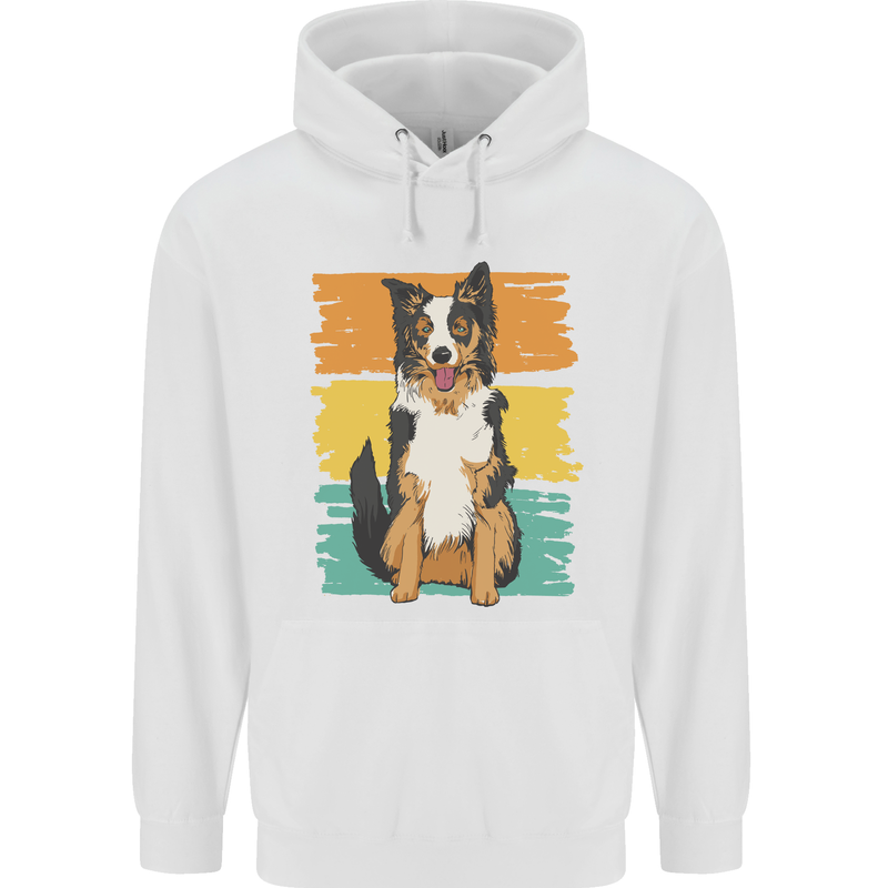 Australian Shepherd Dog Sheepdog Mens 80% Cotton Hoodie White